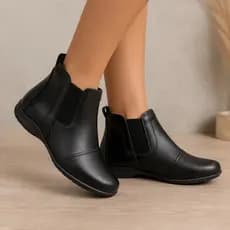 Botinha Feminina Bota Cano Curto Sola Baixa Elástico Lateral - Promoção