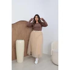 Saia Tule Midi Plus Size Longa Forrada Moda Verao