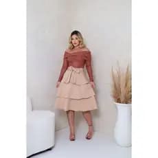 Saia Feminina 3 Marias Alfaiataria Elegante Social Moda Evangelica com Forro