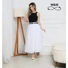 Saia Tule Midi Longa Forrada Moda Verao