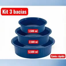 kit bacia com 3 vasilhas, tigela,pequena, pode ir ao micro-ondas,lava-louças e congelador,livre de BPA.