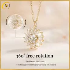 Moda Criativa 360 ° Colar Girassol Rotativo De Flores Europeus  Americanos Presente De Aniversário De Joias Para