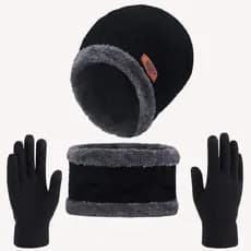 Touca de Frio Forrada + Gola Forrada + Luva normal - Masculina e Feminina Kit Inverno