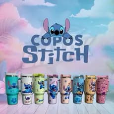 Copo Garrafa Térmica Brilhoso 1200ml Stitch Fofo Disney Bebidas Quentes e Frias Resistente