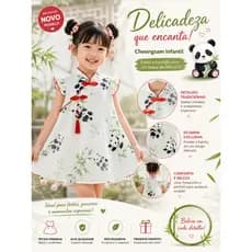 Vestido Qipao Cheogsam Pandas Animados Tamanho 1 ano