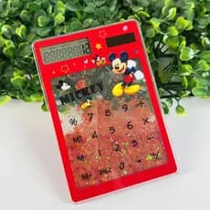 Mini Calculadora Transparente C/Glitte Mickey Mouser Solar JHD-218-1