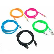 Cabo USB cores variadas carregamento turbo tipo-c
