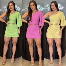 "Macaquinho Feminino  Elegante | Um Ombro Só, Manga Flare, Recortes na Cintura – Look Festa/Noite"