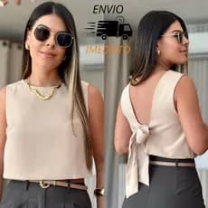 Cropped  Blusa De Laço Com Abertura Nas Costas Blusa Feminina Moda Verão
