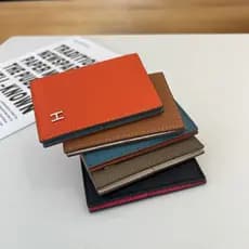 Nova moda carteira de couro genuíno senhoras dobrável titular do cartão primeira camada de couro