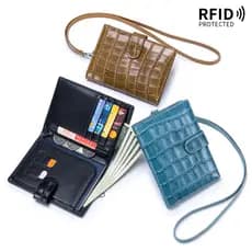 Primeira camada de couro crocodilo padrão Halter pescoço passaporte saco titular do bilhete viagem couro genuíno moda mu
