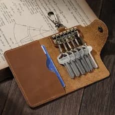 Crazy Horse Couro Retro Chave Caso Masculino Couro Genuíno Cartão de Controle de Acesso Caso de Armazenamento de Chave