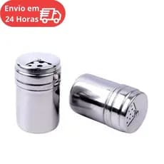 Kit 2 Saleiro De Mesa Elegante 4 Locais Para Saída de Tempero 2 peças em Inox P.HQ