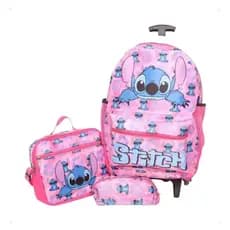Kit Mochila Lilo Stitch + Mochila + Lancheira + Estojo Escolar Infantil Volta as aulas