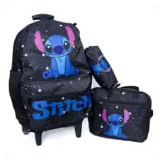 Kit Mochila Escolar Lilo Stitch Com Lancheira Térmica + Estojo Volta as aulas