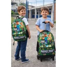 MOCHILA BOLSA ESCOLAR JUVENIL DE RODINHAS DO MINECRAFT  / TAMANHO GRANDE.