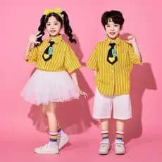 Crianças Cheerleading trajes estudantes da escola primária jogos abertura trajes jardim de infância#儿