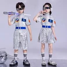 Roupas de desempenho infantil tecnologia jogos espaço terno futuro astronauta robô forma#儿