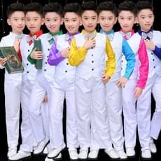 Crianças macacão recitação trajes estudantes do ensino fundamental coro trajes meninos anfitrião masculino#儿