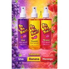 KIT com 3 unidades de Body Splash Corporal com Cheirinho de Chiclete 230ml - Uva - Banana - Morango