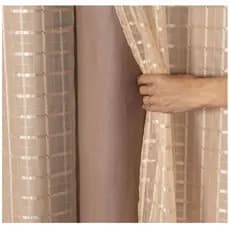 Cortina blecaute Blackout PVC com Tecido voil xadrez 1 parte  1,40 de Lar  × 1,70de alt