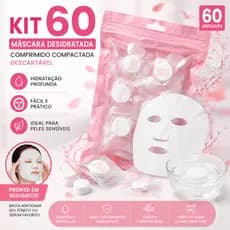 Kit 60 Máscaras Faciais Desidratadas Descartáveis Embaladas Individualmente