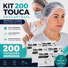 Kit 200 Touca Descartável Tnt Sanfonada Branca Com Elástico Talge Uso Profissional Atóxica Higiene Salão Cozin