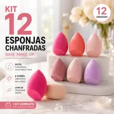 Kit 12 Esponjas para Maquiagem Gota Chanfrada de Rosto Facial Base Corretivo Creme Beleza Com Caixinha Acrílica