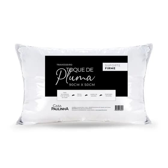 Travesseiro Pluma De Ganso Especial 90x50cm180 Fios Ortopédico e Antiacaros - Travesseiro Grande