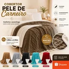 Coberdrom Cobertor Pele de Carneiro Casal Queen Sherpa Dupla Face Quentinho Toque Macio com Relevo