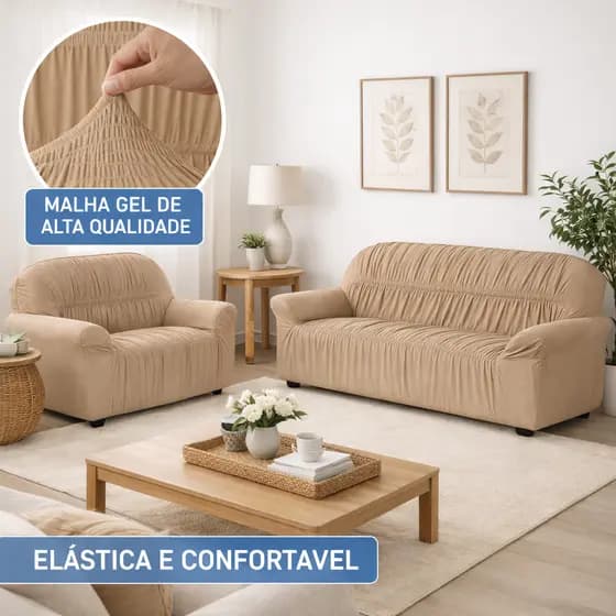 Capa de sofá elasticada 3 e 2 lugares em Malha Gel De Qualidade Capa Protetora Mais de 20 Elásticos