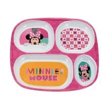 Prato Infantil Grande Com Divisórias Melamina Introdução Alimentar Bebe Minnie