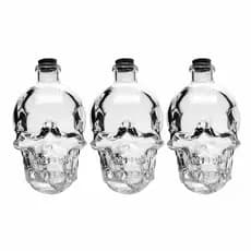 Kit com 3 Garrafas Caveira Cranio Whisky Licoreira 400ML