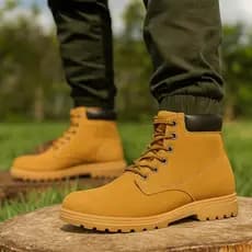 Bota Coturno Masculino Liso Forrado e espumado Marrom + Brinde Carteira Basica Porta Cartões