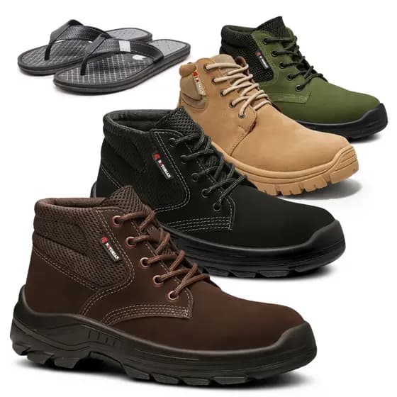Tênis Bota de Segurança Masculino Modelo Adventure Trilha Construção Acomapanha + Chinelo Alca Grossa Notorian