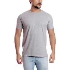 Camiseta Camisa Cinza Mescla Lisa Premium Fio 30.1 Masculina 100% Algodão Reforçada AMGK Promoção