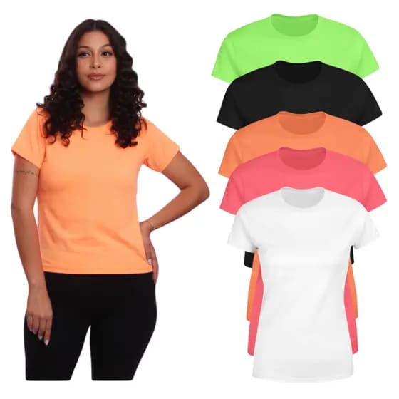 Kit 2 Camiseta Baby Look Blusa Feminina Premium Gola Redonda 100% Algodão