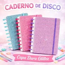 Caderno B5 De Discos tipo fichário removível Capa Dura - Smart  com Glitter + Divisórias