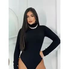 Body Básico Feminino Manga Longa Gola alta 4 Estações Bory Bodi