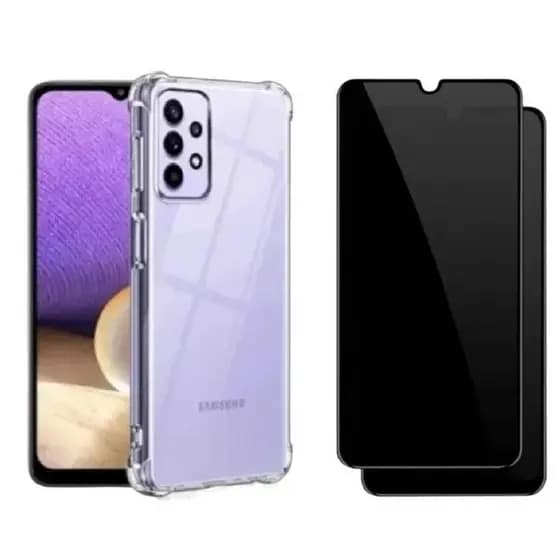 Kit 2X1 Samsung Galaxy A32 4G/ A32 5G - Pelicula Privacidade Vidro 3D Anti Spy + Capa Anti-Impacto