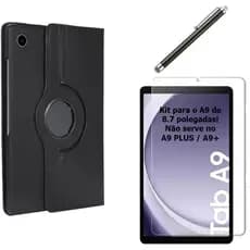 Kit Case Giratoria P\Tablet Galaxy Tab A9 e Película 9H + Caneta Touch 8.7 Polegadas