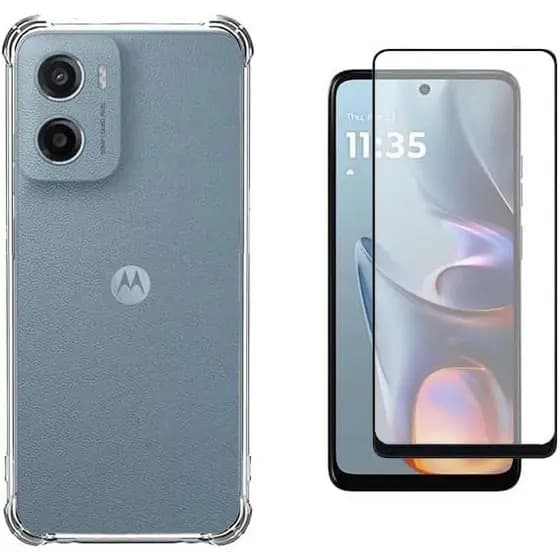 Capa Case Capinha e Película 3D Vidro para Motorola Moto G05