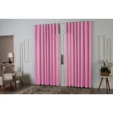 cortina rosa para quarto sala escritório 3m largura x 2,20m altura tecido microfibra não blecalte
