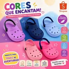 Babuche Injetada Infantil Menina 2 em 1 Confortável para o Dia a Dia – Leve, Antiderrapante e Versátil