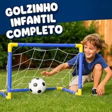 Conjunto Gol Infantil com Rede Bola Bomba Futebol Esporte Criança
