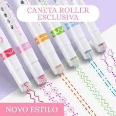 Kit 6 Canetas Decorativas Kawaii Marca Texto Roller para Caderno, Faculdade, Escola e Volta às Aulas