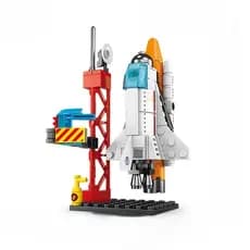 Blocos de Montar Foguete Espacial 107 Pcs Brinquedo Educativo Infantil Nave Espacial Quebra Cabeça