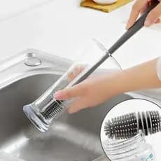 Escova de Silicone para Limpeza de Garrafas Mamadeiras Copos Cabo Longo Flexível Utensílios Cozinha