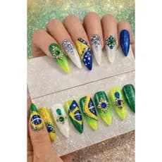 Adesivos  de Unha Brasil (copa do mundo) 120 decorações = a 12 cartelas com 8 desenhos e joias