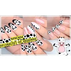 120  decorações de unhas de Vaquinha totalizando 10 cartelas com 12 adesivos com pedrinha stras